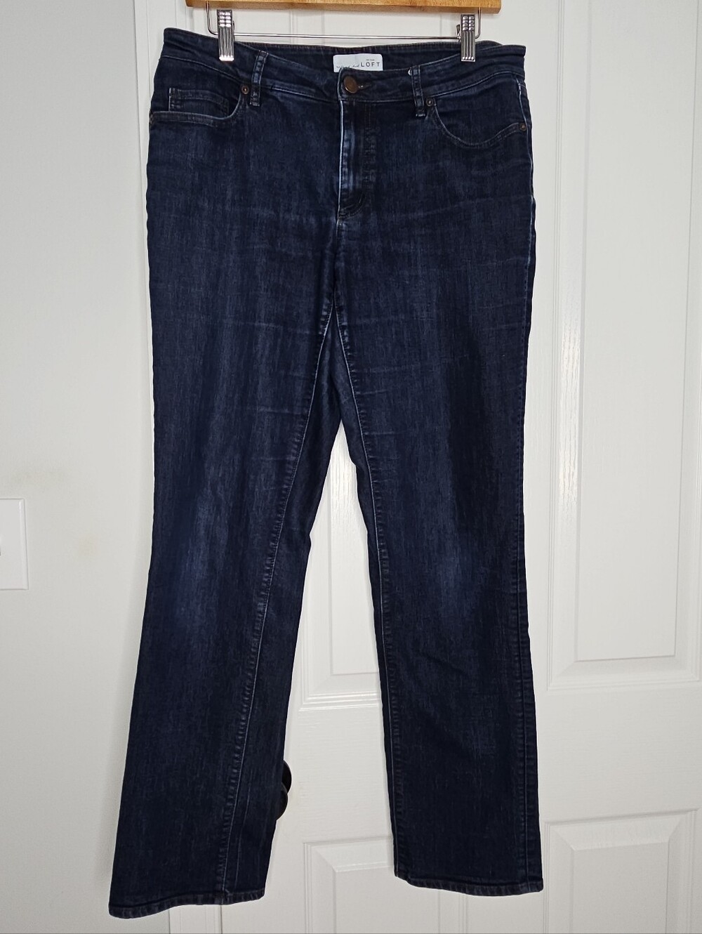 Loft Curvy Straight Mid Rise Jeans Womens 8/29 Dark Wash Stretch Denim